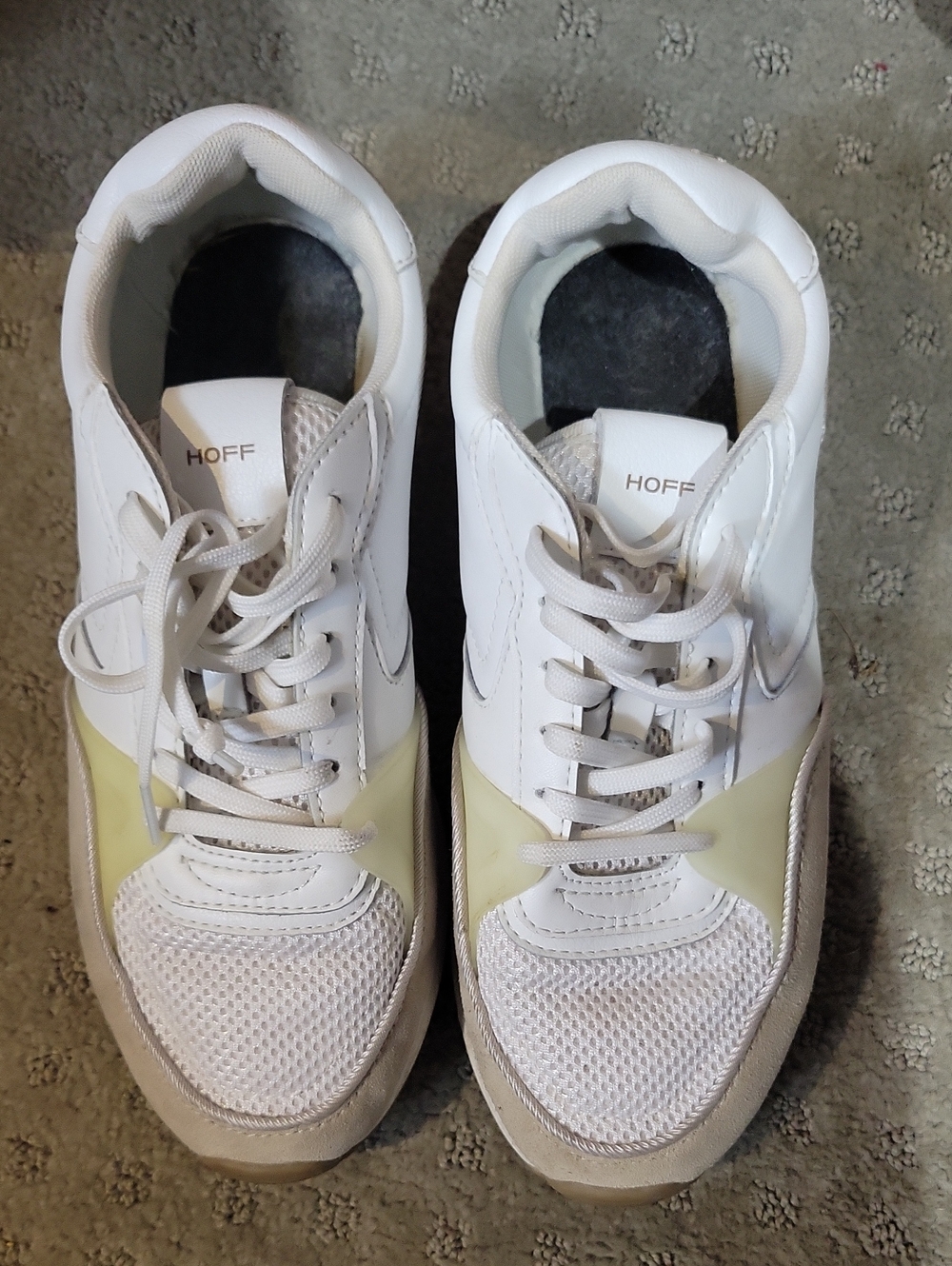 HOFF Women's White & Light Yellow Athletic Sneakers